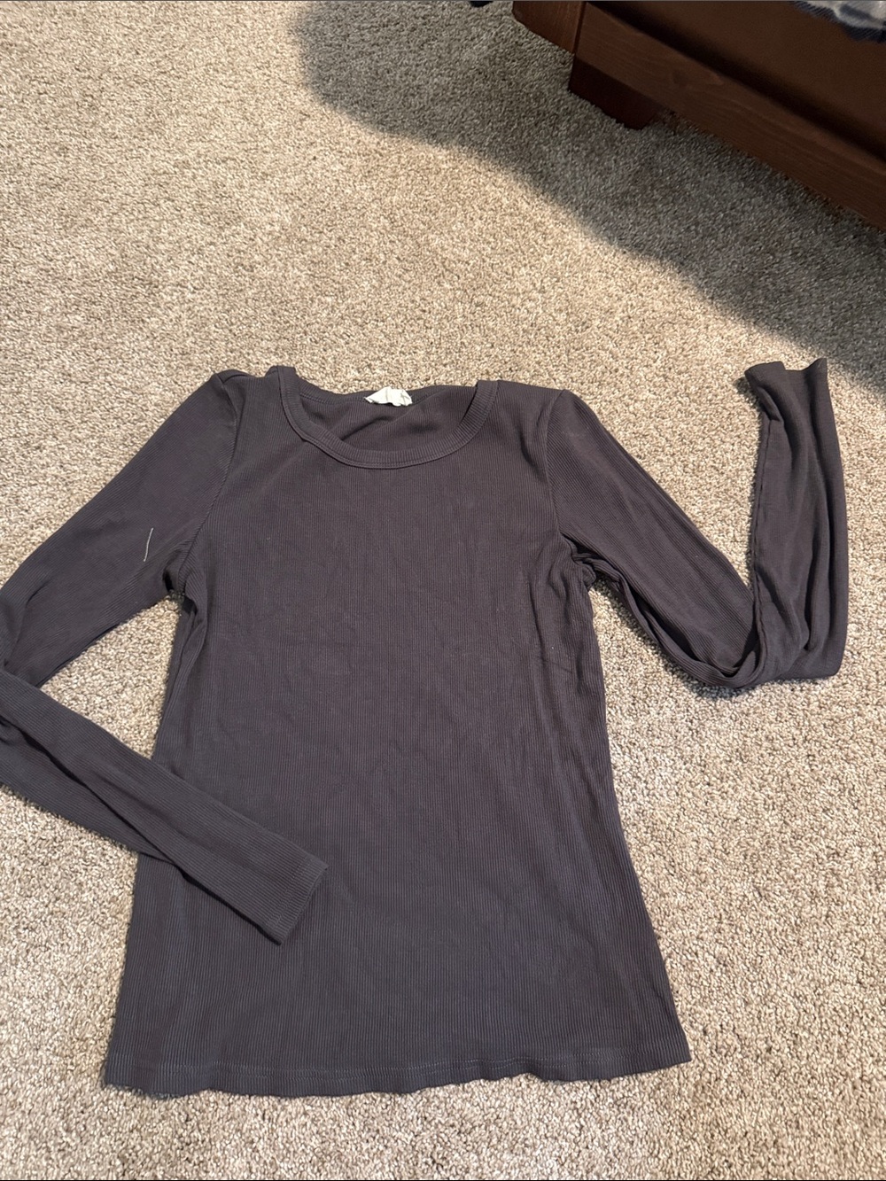 Women’s Long Sleeve Crewneck Top - Charcoal